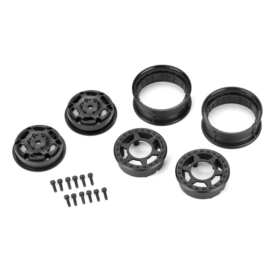 1/10 Holcomb F/R 1.55" 12mm Crawler Bead-Loc Wheels 2 Black detail 3