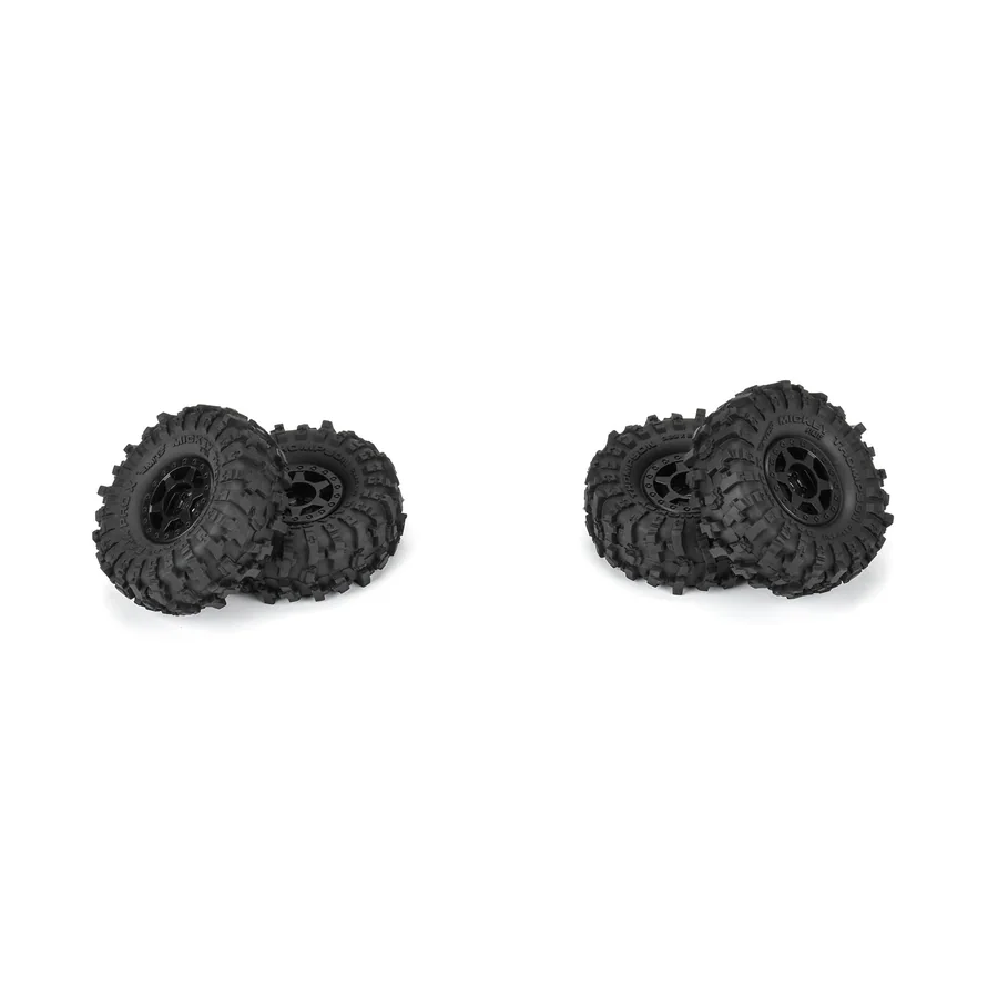 1/24 MT Baja Pro X F/R 1.0 Tires Mounted 7mm Black detail 3