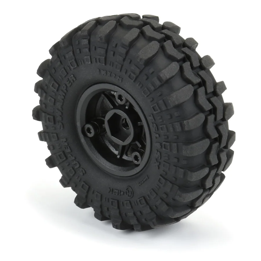 1/24 Super Swamper F/R 1.0 Tires Mounted 7mm Black detail 3