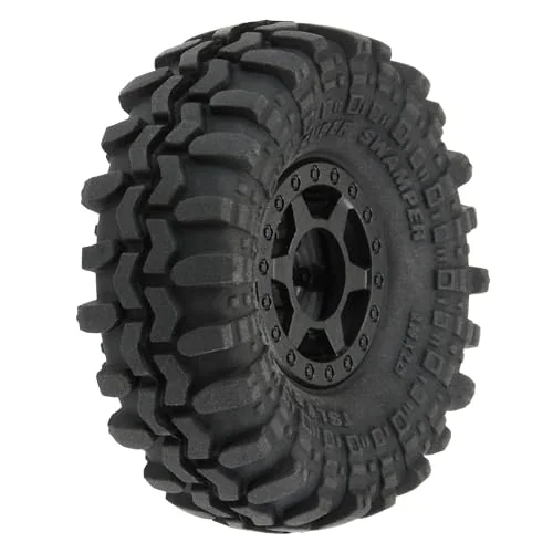 1/24 Super Swamper F/R 1.0 Tires Mounted 7mm Black