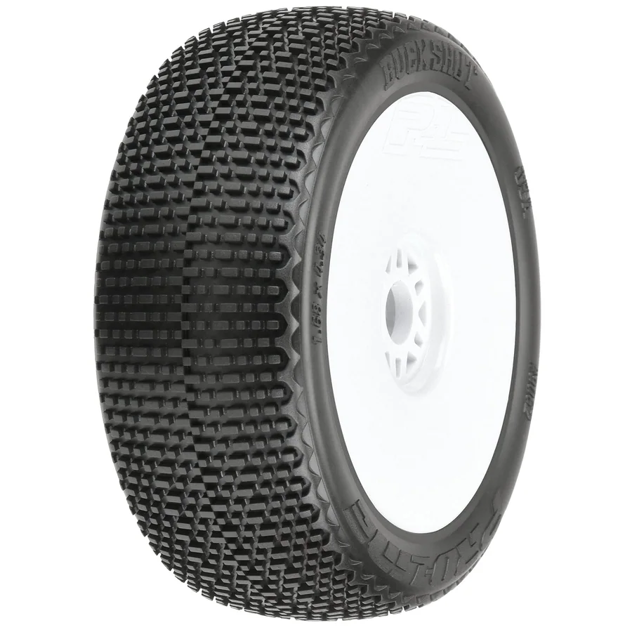1/8 Buck Shot S3 Front/Rear Buggy Tires Mounted 17mm White (2) detail 1