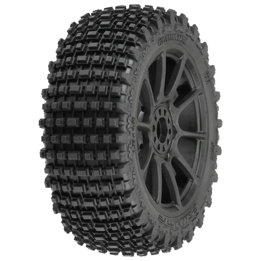 1/8 Gladiator M2 Front/Rear Bgy Tire Mounted Black Mach 10 detail 1