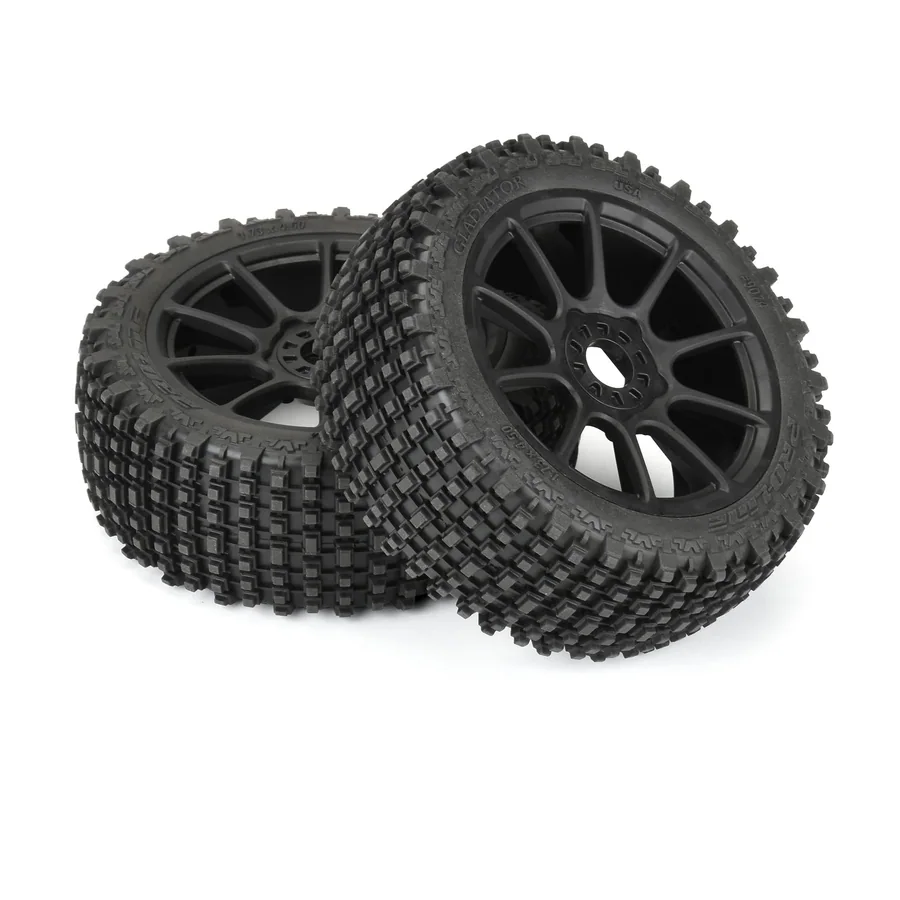 1/8 Gladiator M2 Front/Rear Bgy Tire Mounted Black Mach 10 detail 3