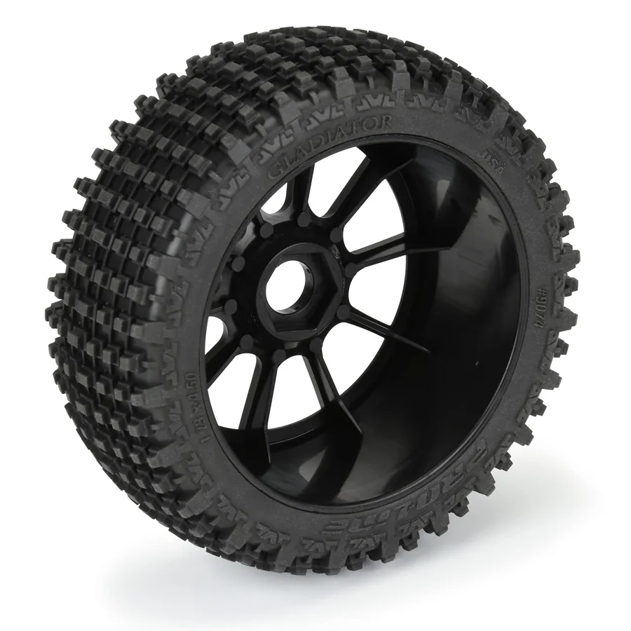 1/8 Gladiator M2 Front/Rear Bgy Tire Mounted Black Mach 10 detail 4