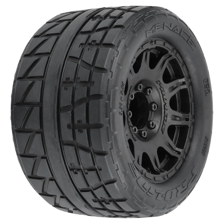 1/8 Menace HP F/R 3.8 MT Mounted 17mm Black Raid detail 1