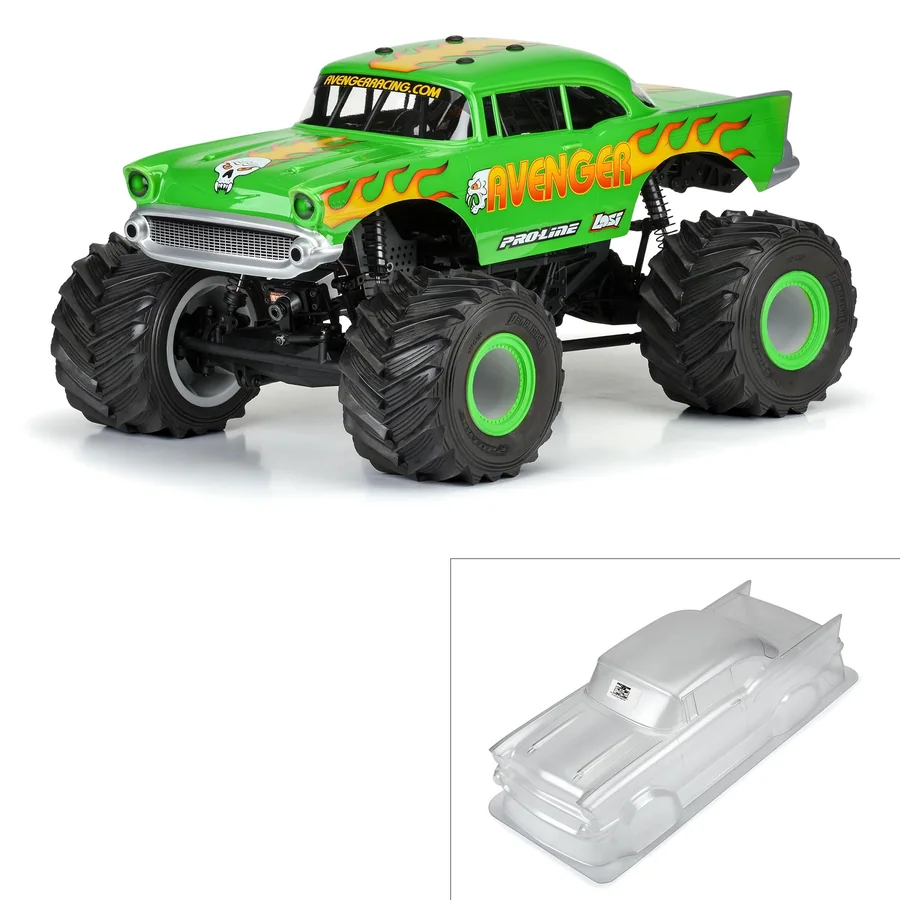 1957 Chevy Bel Air Avenger Edition Clear Body for Losi LMT detail 1