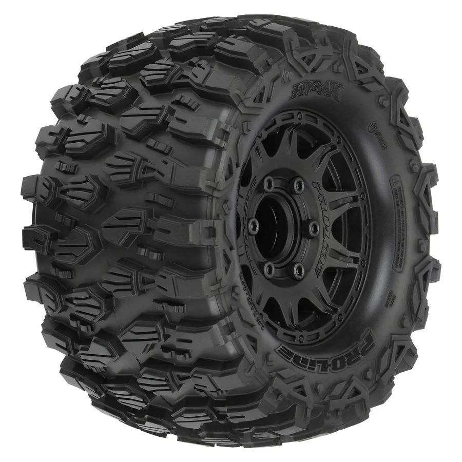 Hyrax 2.8 Tires Mounted Black 6x30 Stampede F/R detail 1