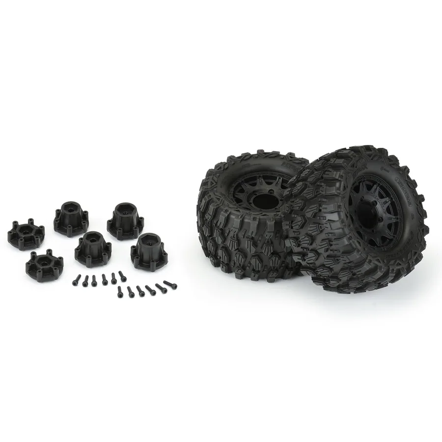 Hyrax 2.8 Tires Mounted Black 6x30 Stampede F/R detail 3