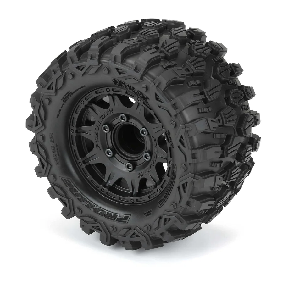 Hyrax 2.8 Tires Mounted Black 6x30 Stampede F/R detail 4
