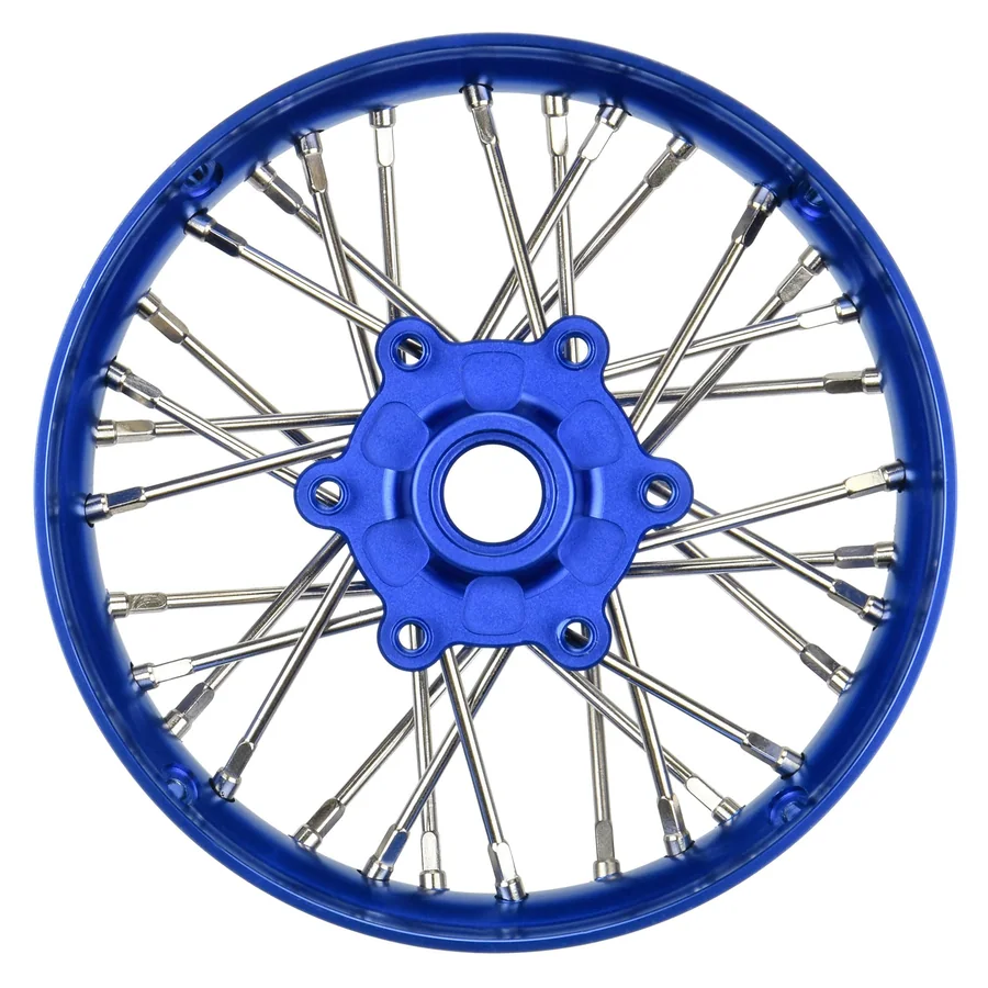 Pro-Spec Aluminum V2 Bead Front Wheel Assembled Blue for Losi detail 1