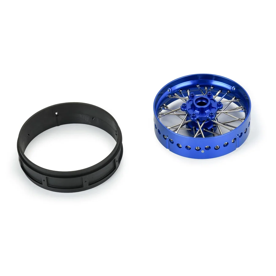 Pro-Spec Aluminum V2 Bead Front Wheel Assembled Blue for Losi detail 3
