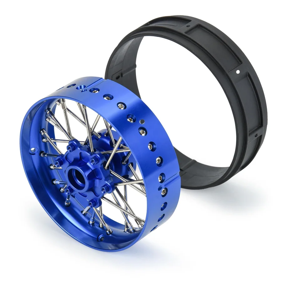 Pro-Spec Aluminum V2 Bead Front Wheel Assembled Blue for Losi detail 4