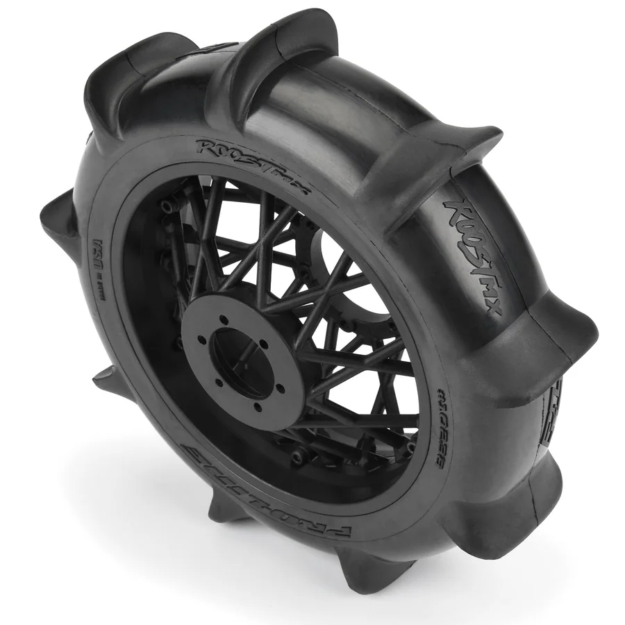Roost MX Sand/Snow Paddle Motorcycle Tire Mounted on Black detail 3