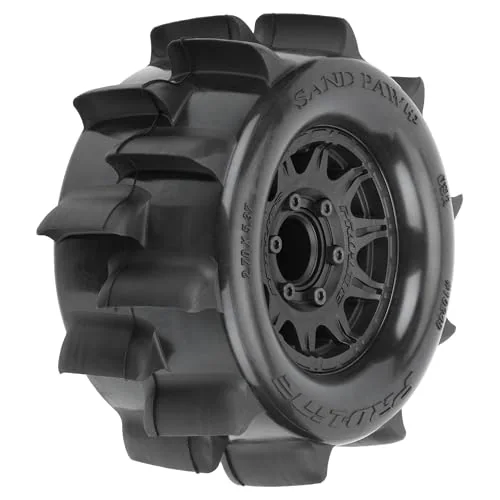 Sand Paw HP Belted 2.8" Sand Truck Tires Mounted on Raid Black