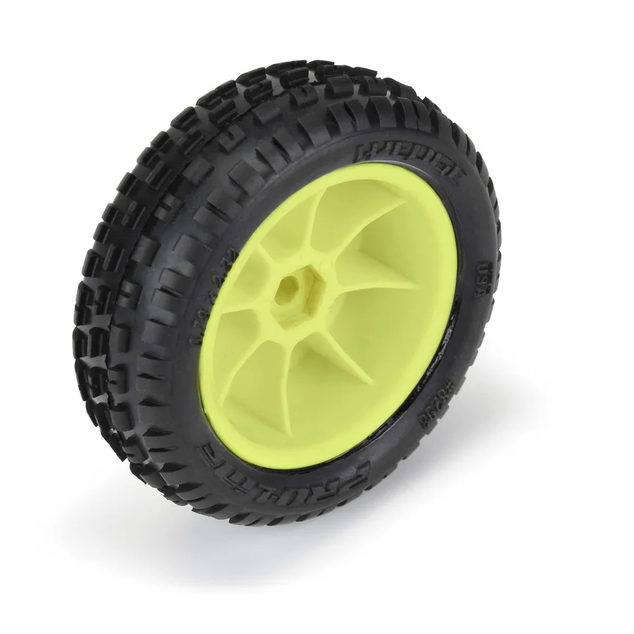 Wedge Carpet Tires Mounted Yellow Mini-B Front detail 4